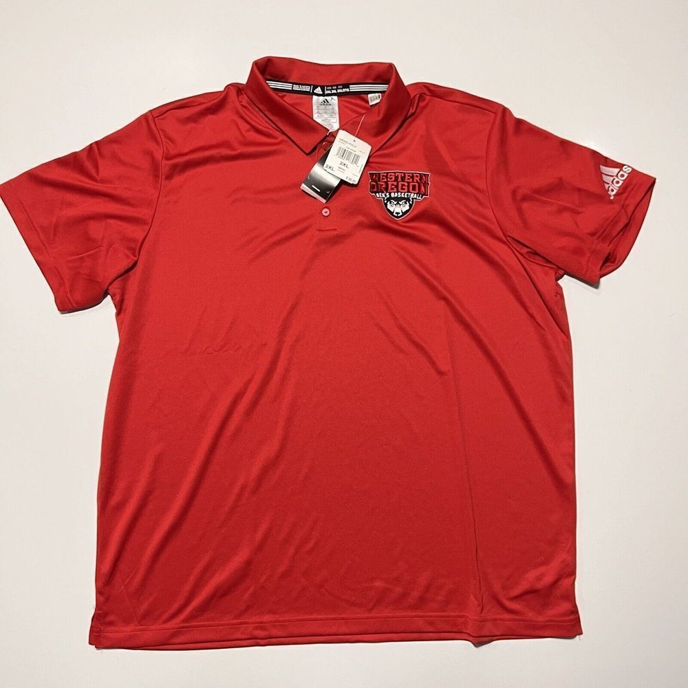 Adidas Aeroready Polo Shirt Mens Size 2XL Red Western Oregon Wolves Basketball